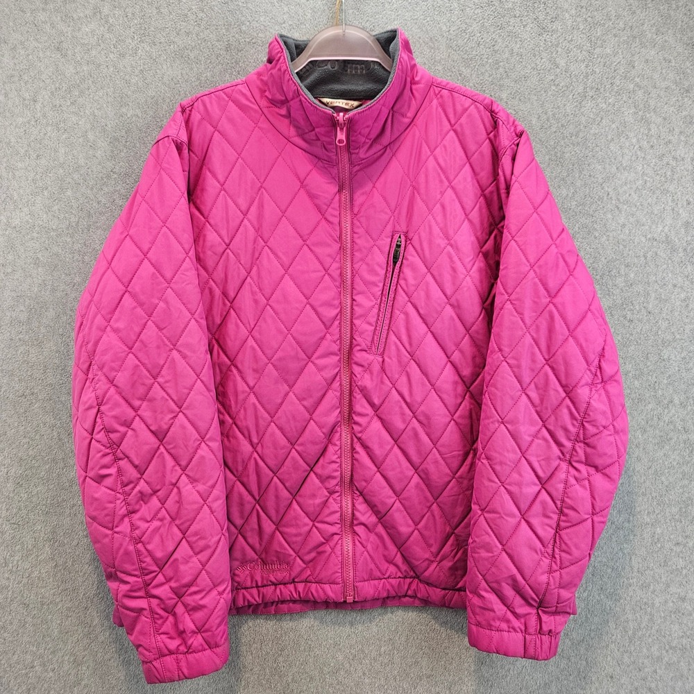 COLUMBIA Quilted Jacket Women XL Pink Vertex Interchange Puffer Fleece Lined